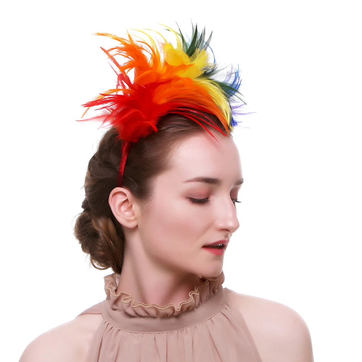 

Halloween Feather Headbands 1920's Prom Queen Headpiece for Weddings Party Carnival Festival Show Jockey Ball Hair Accessories