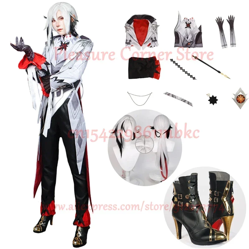 Косплей Новый Харлекин Костюм Парики Genshin Impact fatui The Knave Uniform Eleven Harbingers Outfit YR12
