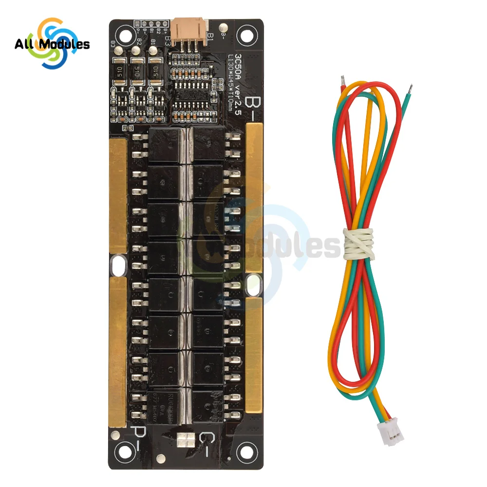 

3S, 50 А, Рабочая защитная плата, непрерывный модуль Lipo Cell 50A, PCM BMS, стартовый модуль 12,6 в с балансом