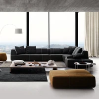 simple modern italian minimalist chocolate bean curd block bb bend fabric sofa