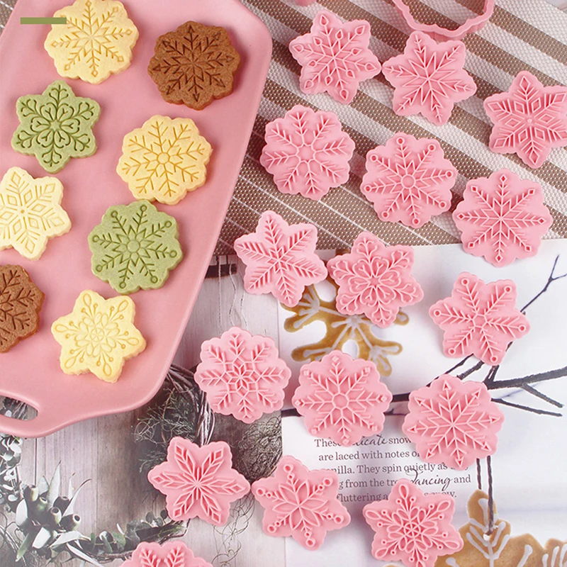 

9pcs/set Snowflake Shape Cookie Cutters 3D Plastic Biscuit Mold Cookie Bakeware