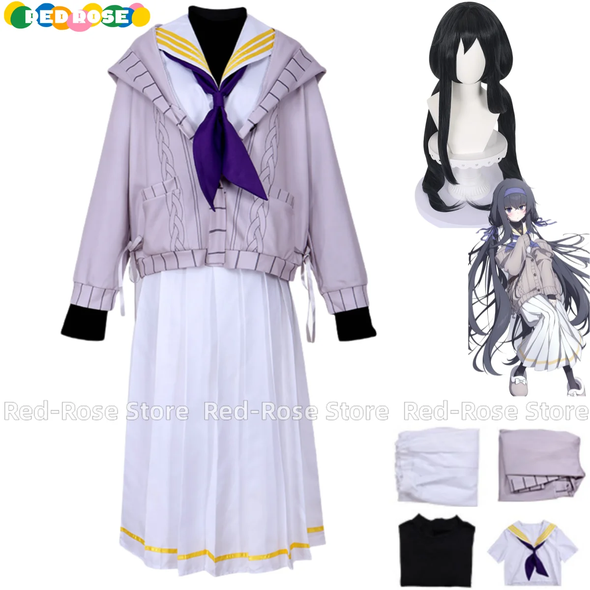 Костюм для косплея Kozeki Ui из аниме игры Синий архив парик с капюшоном пальто JK