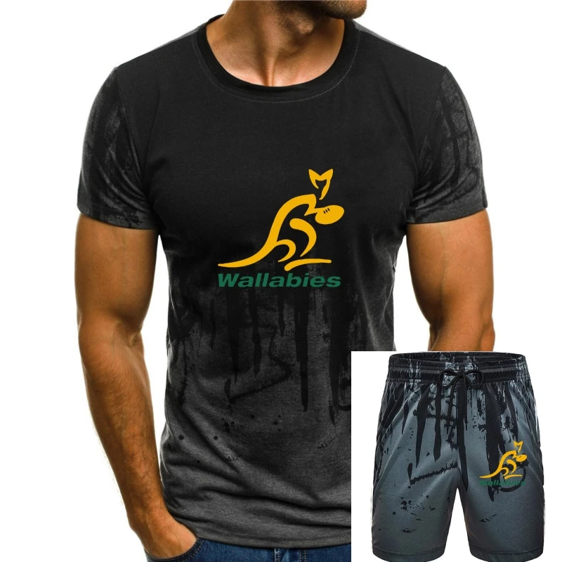 

Мужская футболка с логотипом регби Wallabies, черная футболка с индивидуальным принтом