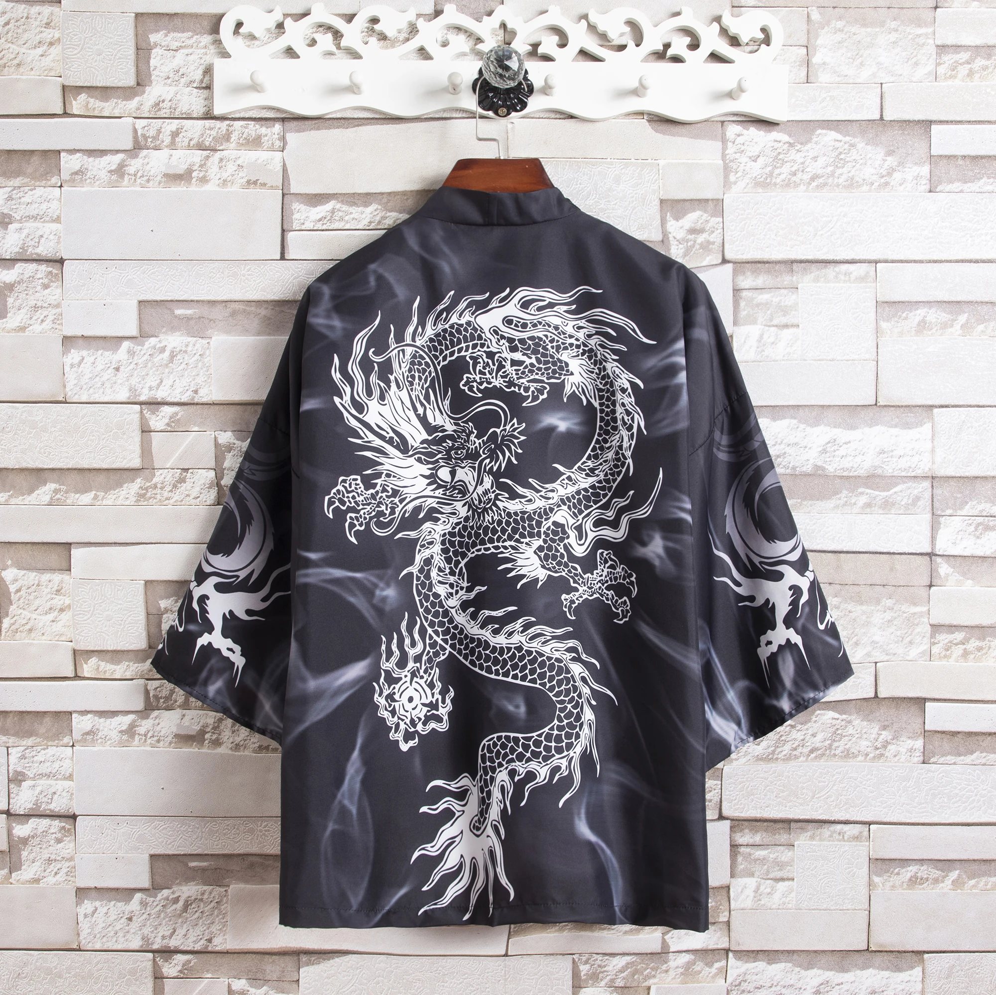 

KUANGNAN Printed Japan Kimono Men Japanese Wear Korean Clothing Vintage Clothes Asian Style Shirt Blouse Sale 5XL 2023 Summer