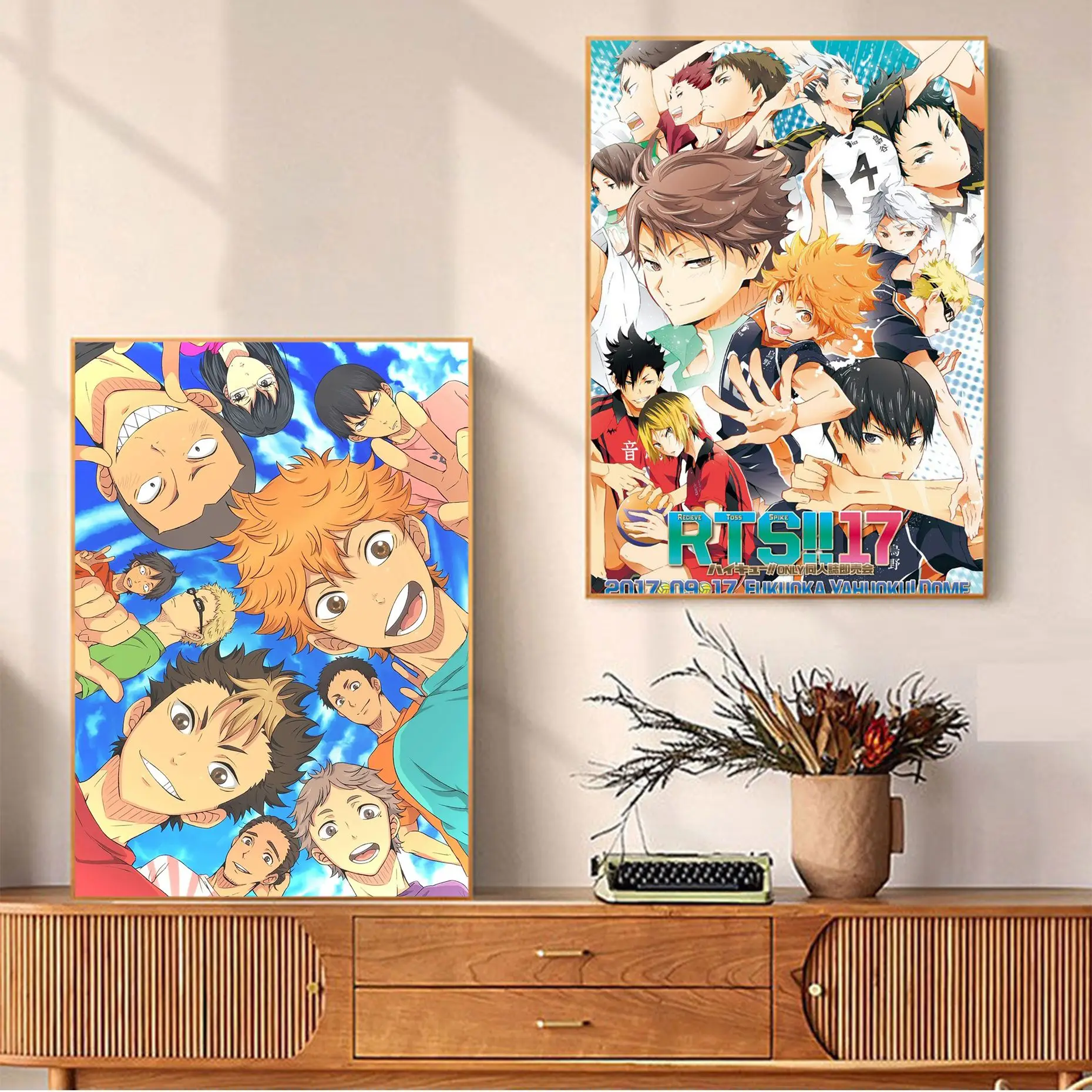 

Anime Haikyuu Volleyball Self-adhesive Art Poster Whitepaper Sticker DIY Room Bar Cafe Decor Art Wall Stickers