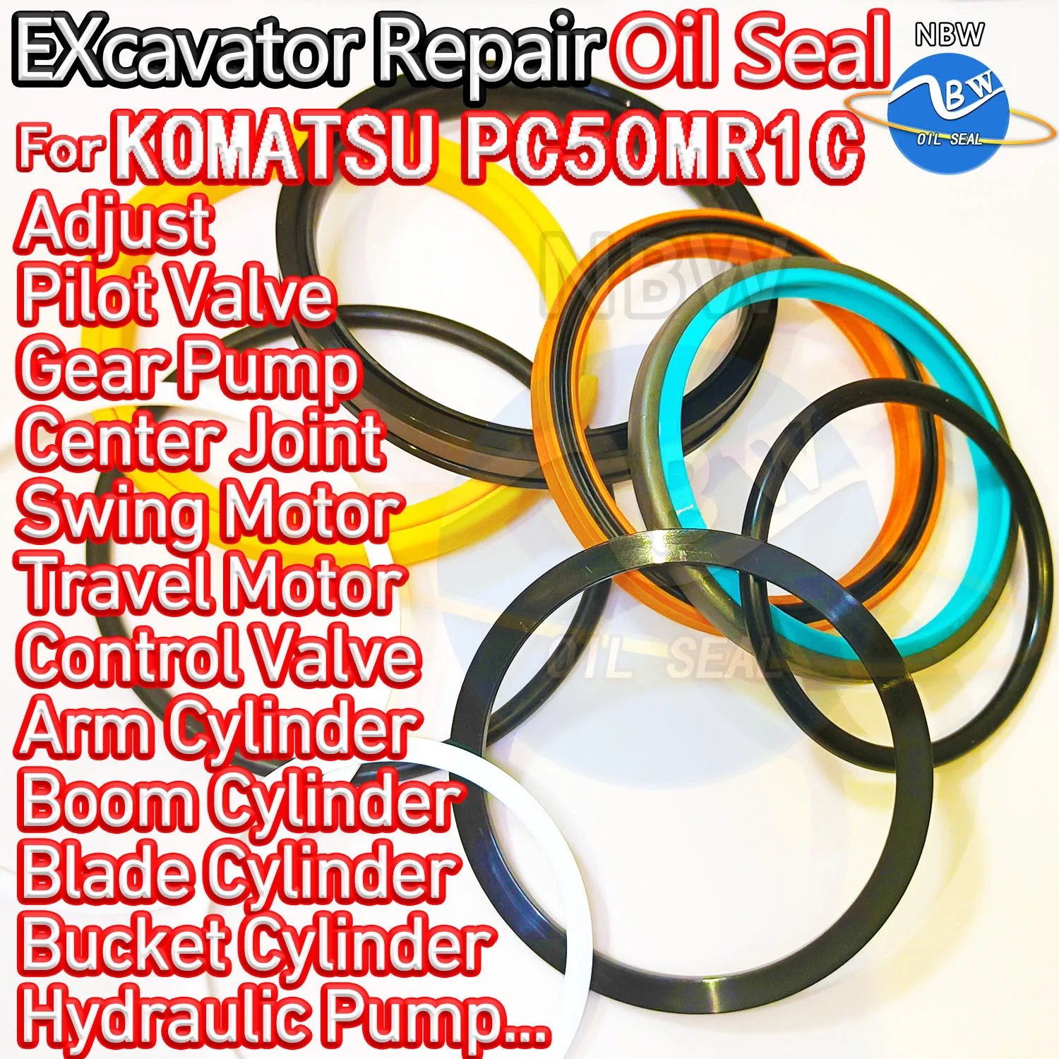 

For KOMATSU PC50MR1C Excavator Oil Seal Kit High Quality Repair Nitrile NBR Nok Washer Skf Service Orginal Quality Track Spovel