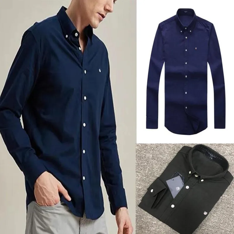 

Spring Autumn Fashion Men's Long Sleeve Shirt, 100% Cotton, High Quality, Casual, Solid Color Lapel