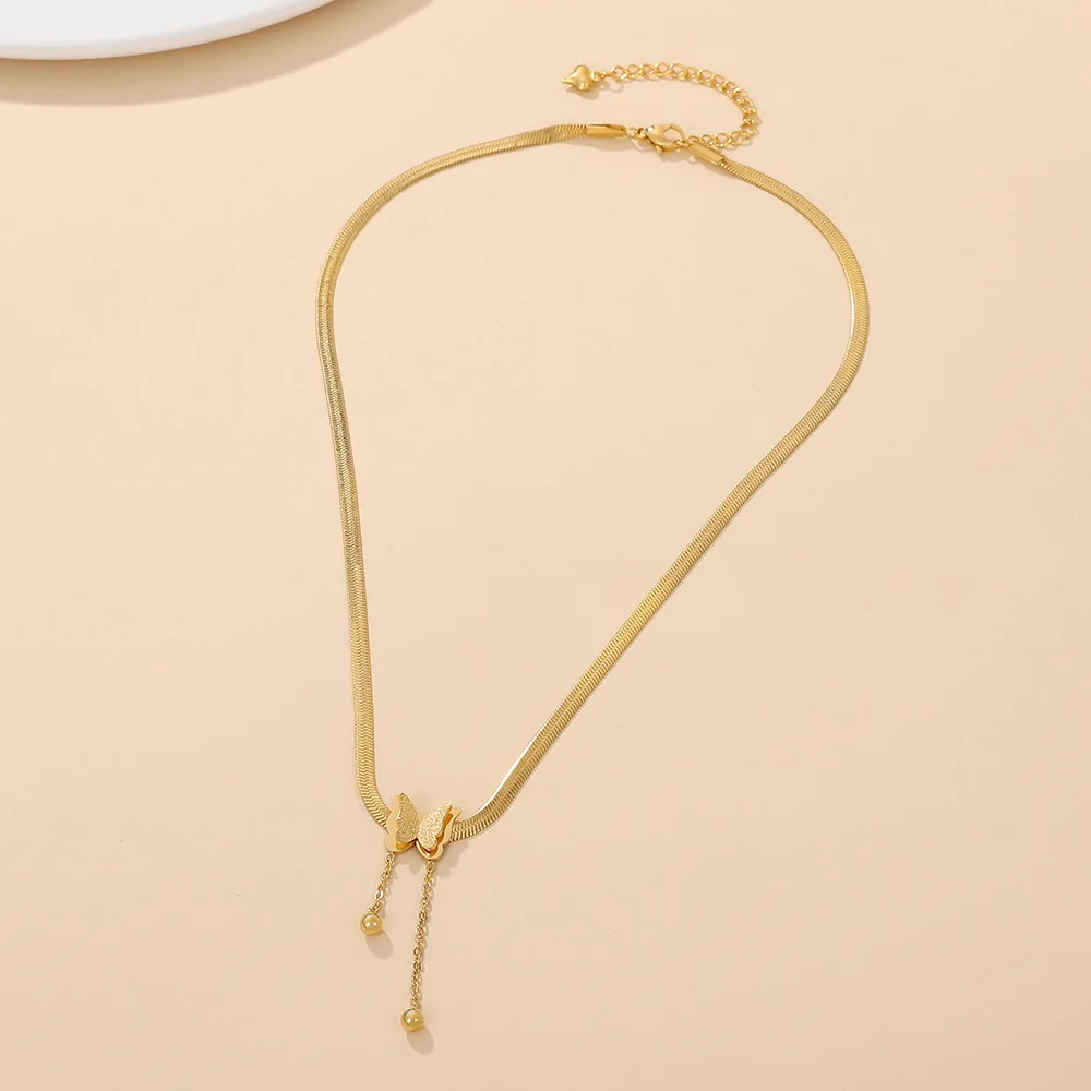 Оптовая нержавеющая стальная змеиная цепочка бабочка ожерелье для женщин девочек элегантные водонепроницаемые стопка ювелирных изделий.