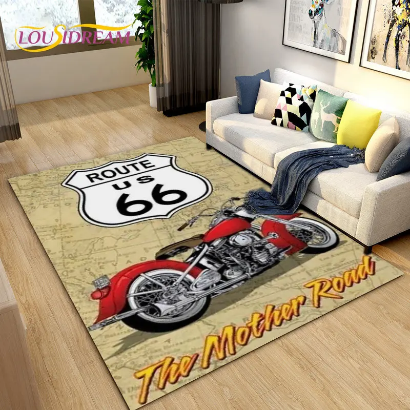 

Route66 Pattern Area Rug,Carpet Rug for Living Room Children's Room Decoration Play Crawl Soft Non-slip Floor Mat Kitchen Floor