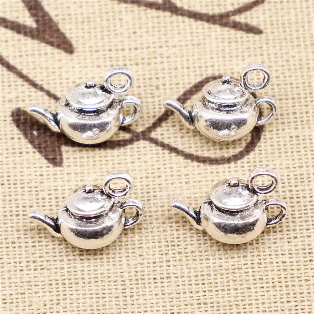 

3D Teapot Diy Charms Pendant Diy Antiqu 18X13X10mm Antique Silver Color 5 Pieces