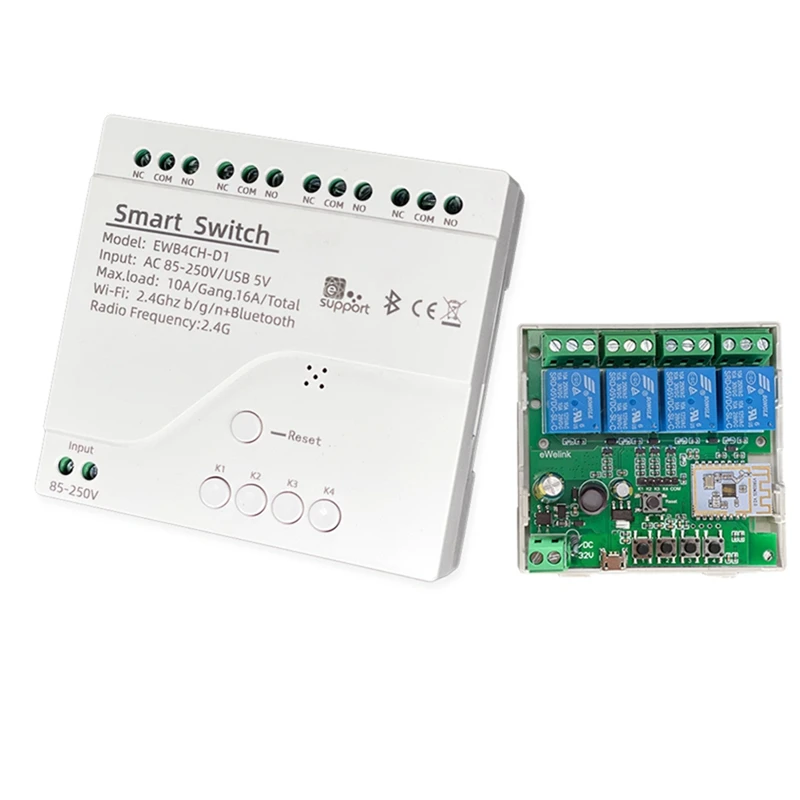 

Plastic Module With Case 85-250V On Off Controller 4CH 2.4G Wifi Remote For Alexa Google Home