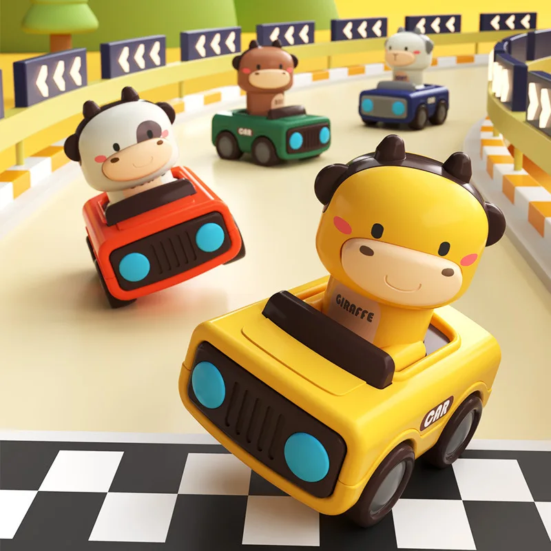 

Cartoon Press Inertia Car Animal Style Race Cars Toys Friction Powered Parent-Child Interactive Scooter Children Birthday Gifts