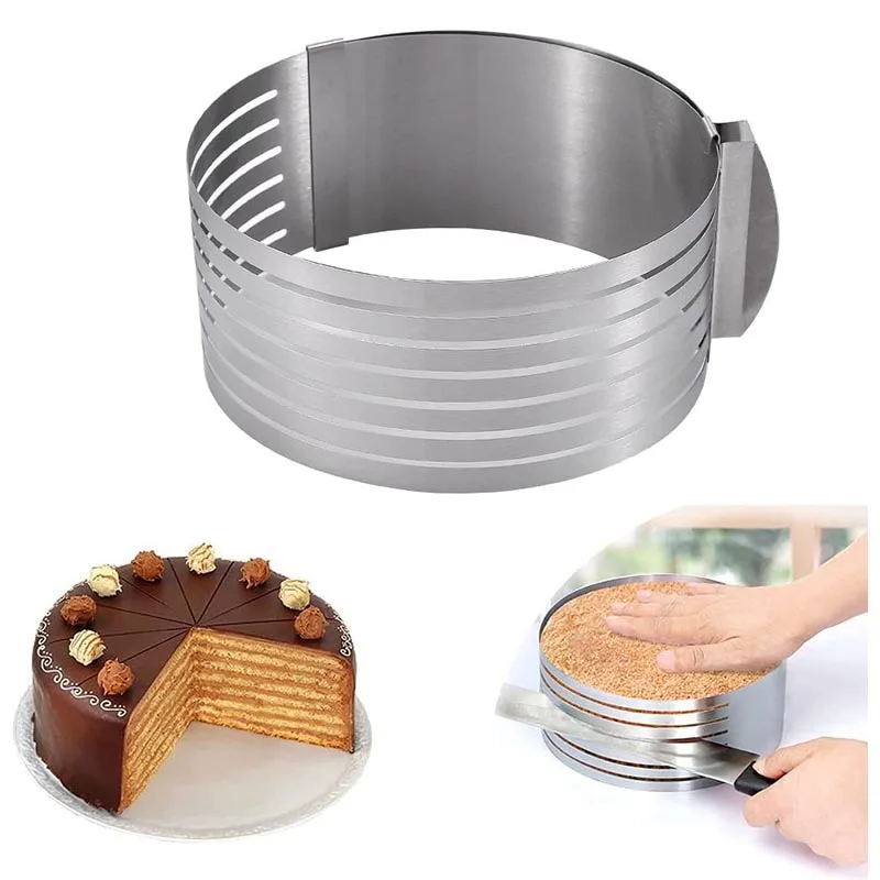

7 Layers Adjustable Stainless Steel Round Cake Slicer 6-12 Inch Bread Cutter Mousse Ring Mould Cake Tools DIY Baking Accessories