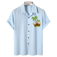 hawaiian coconut tree mens shirt fashion printed shirts for men beach clothing loose oversized tee shirt men camisa 2022 hot