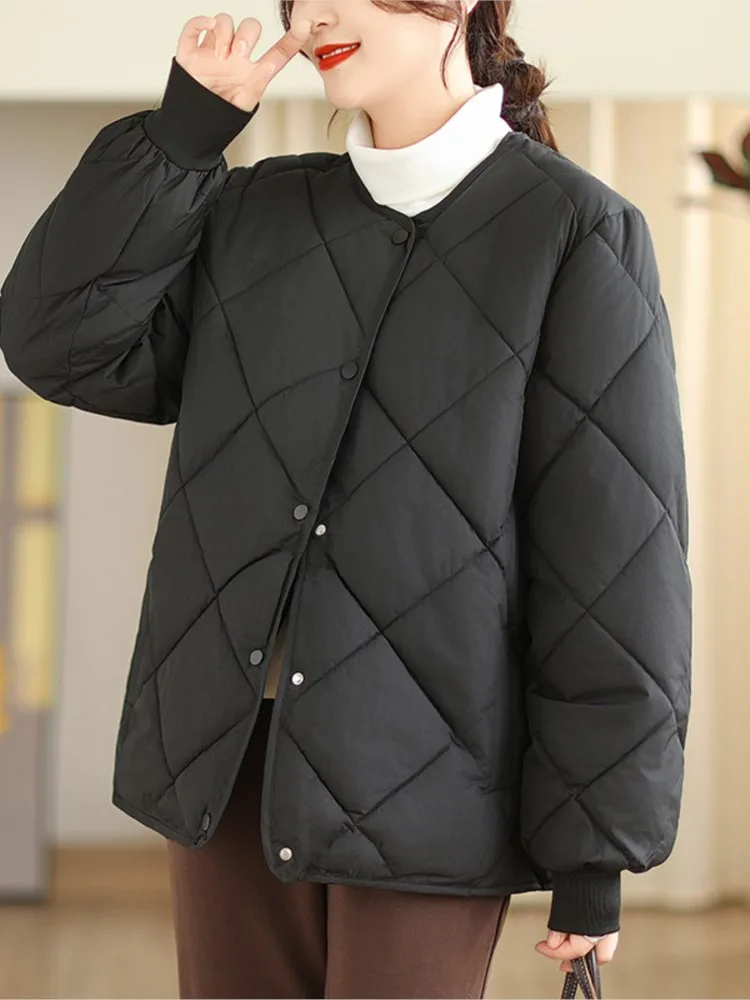 Зимнее стеганое хлопковое пальто большого размера женские модные клетчатые