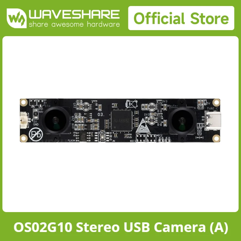 Фото Waveshare OS02G10 2-мегапиксельный стерео USB-модуль камеры с микросхемой датчика OS02G10 без искажений объективов №1