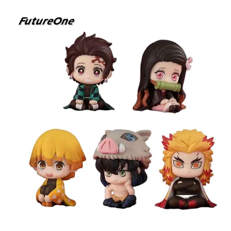 

5pcs/set Demon Slayer Kawaii Kimetsu No Yaiba Nezuko Zenitsu Tanjirou Giyuu Inosuke Kyoujurou Action Figure Model Cake Figurine