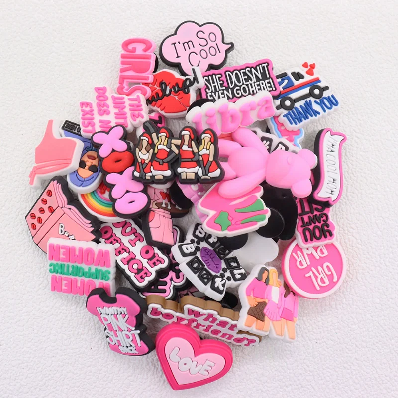 100PCS PVC I'm So Cool Girl Gang Shoe Charms Aloha Kids Croc Jibz Buckle Button Accessories Fit Woman Backpack Party Gift