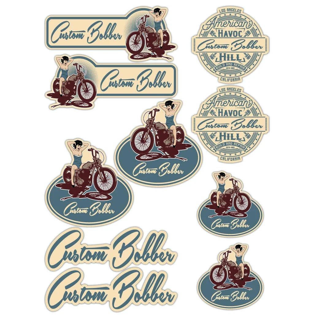 

For 1Set Bobber A5 Sticker Set Motorbike Motorcycle Biker Decals