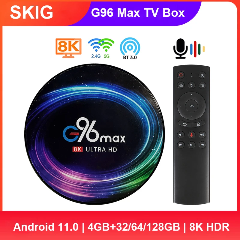 

Приставка Смарт-ТВ G96Max, Android 11,0, 4 + 128 ГБ, 8K
