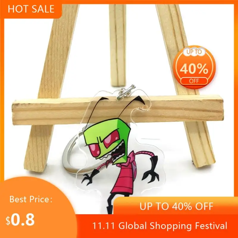

Invader Zim Animation cartoon acrylic key chain transparent double-layer Acrylic Pendant creative glue dropping key chain