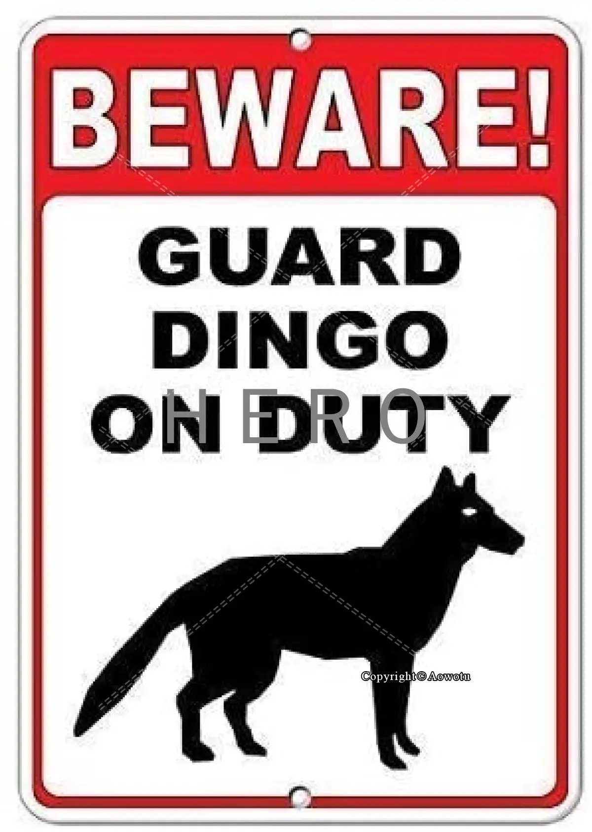 

Beware of! Guard Dingo On Duty Vintage Tin Sign Art Iron Painting Rusty Poster Decoration Aluminum plaque