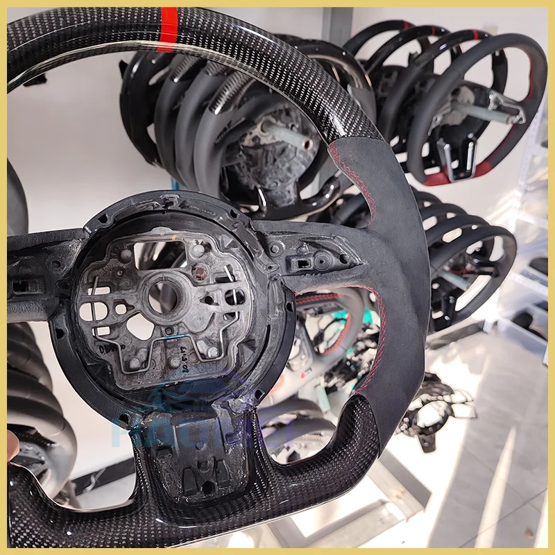 Рулевое колесо из натуральной черной кожи и углеродного волокна на заказ для Audi A7