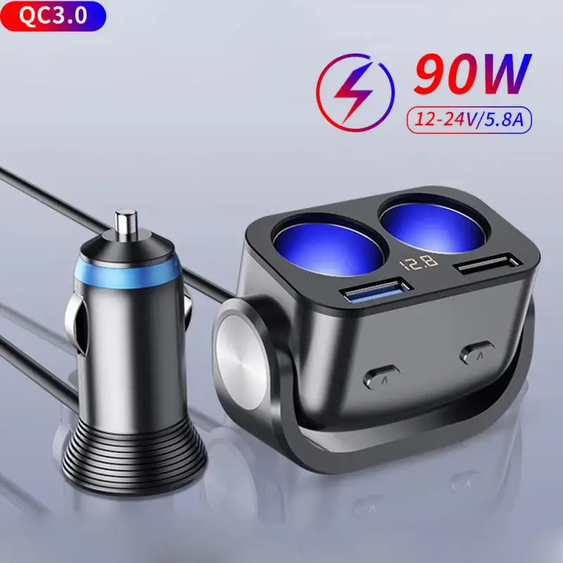 

Car Cigarette Lighter Socket Splitter Charger Dual USB PD QC 3.0 Quick Charge 12V 66W Auto Type C Charging Power Adapter Plug
