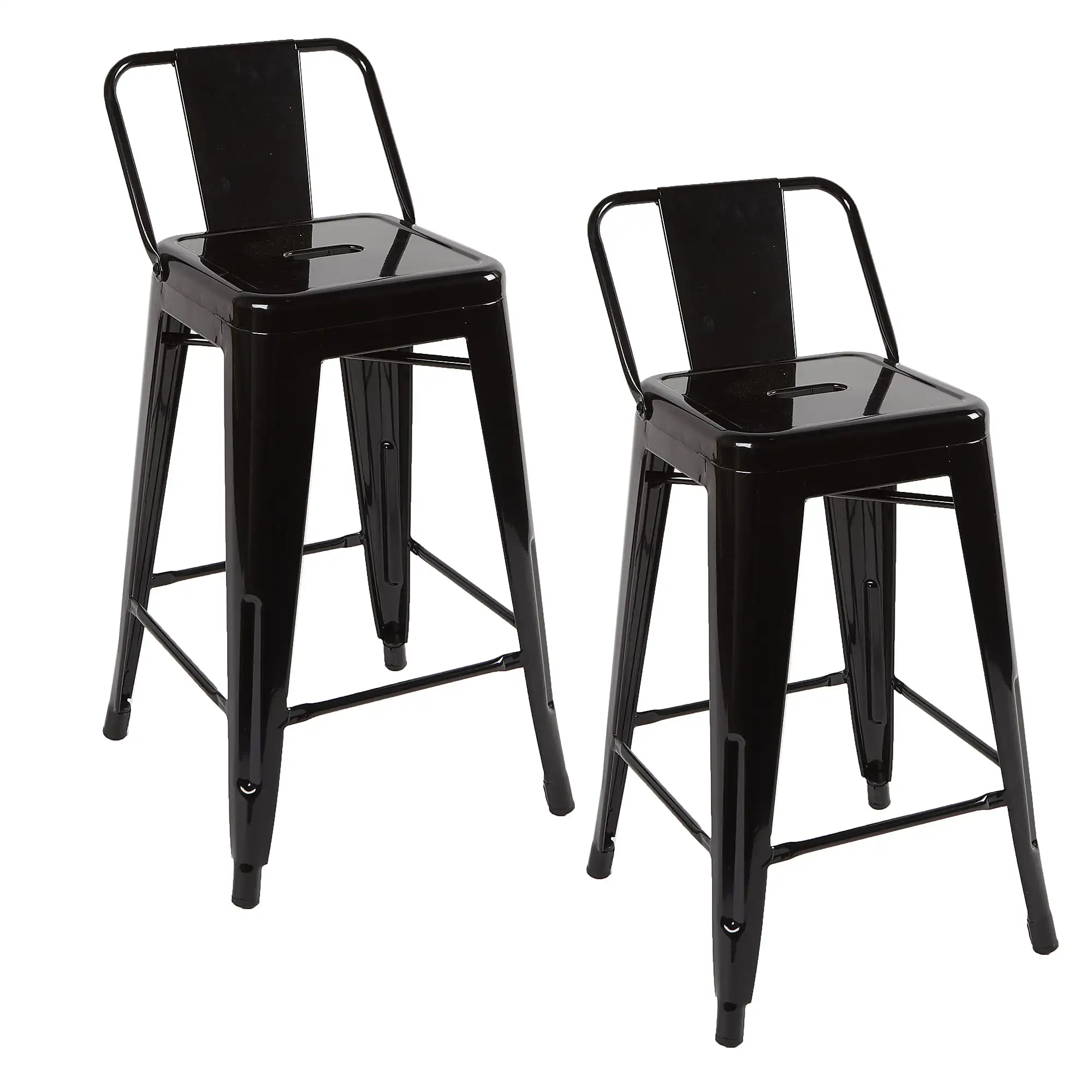 

Metal Enamel 24" Counter Height Barstools, Set of 2, Black