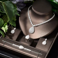 hibride clearance price vintage dubai white color jewelry set for women cubic zirconia bridal earrings and necklace set bijoux