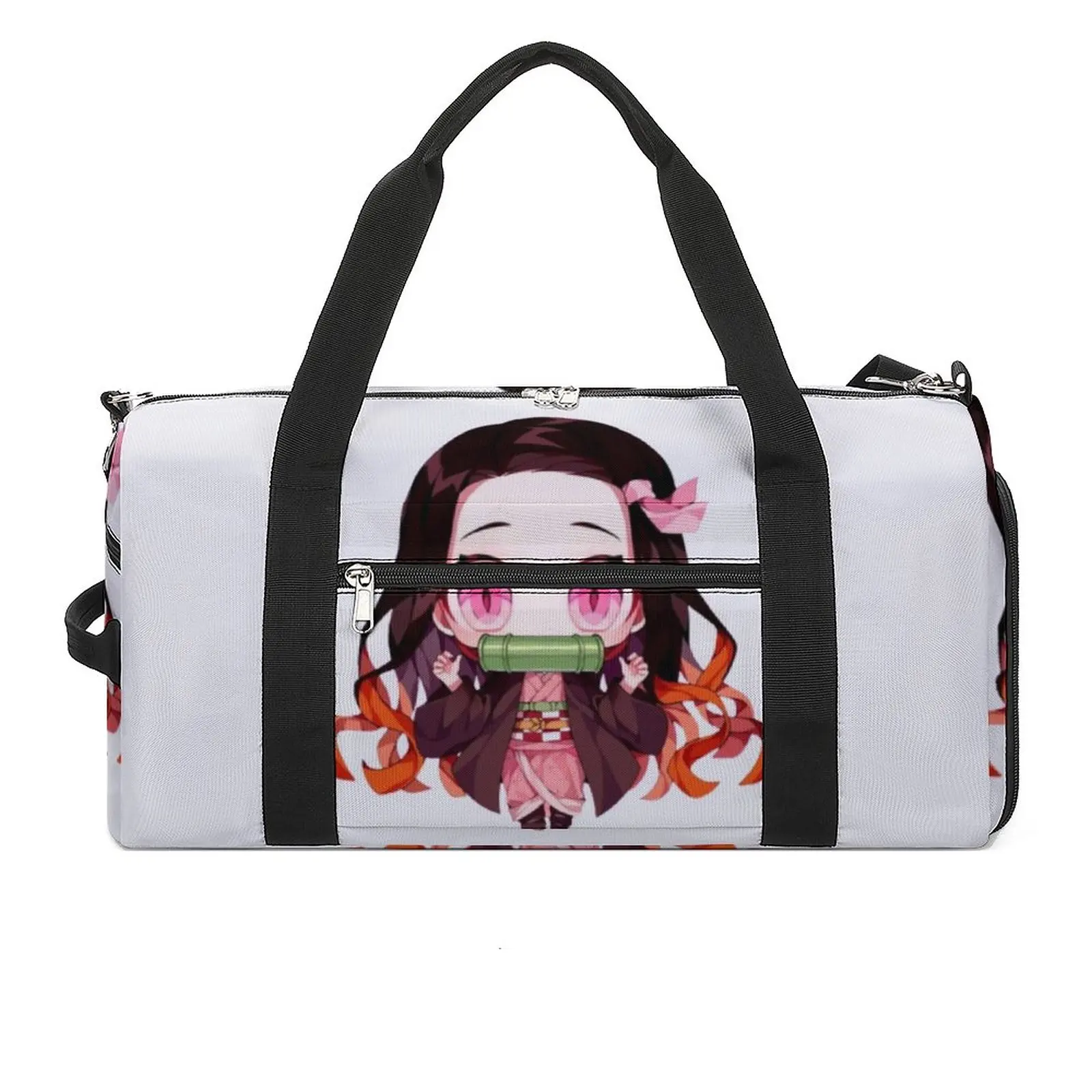 

Gym Bag Chibi Nezuko Demon Slayer Sports Bag Large Capacity Kimetsu No Yaiba Men's Weekend Handbag Retro Training Fitness Bag