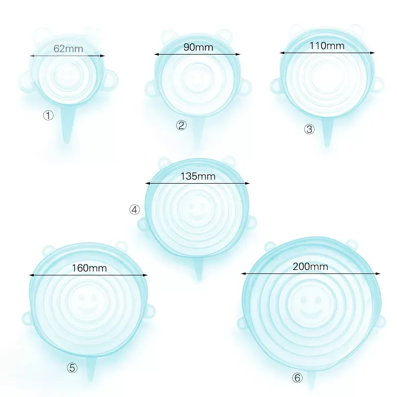 

New Silicone Stretch Lids, 6-Pack Various Sizes Cover for Bowl, European-Grade Silicone kitchen accessories