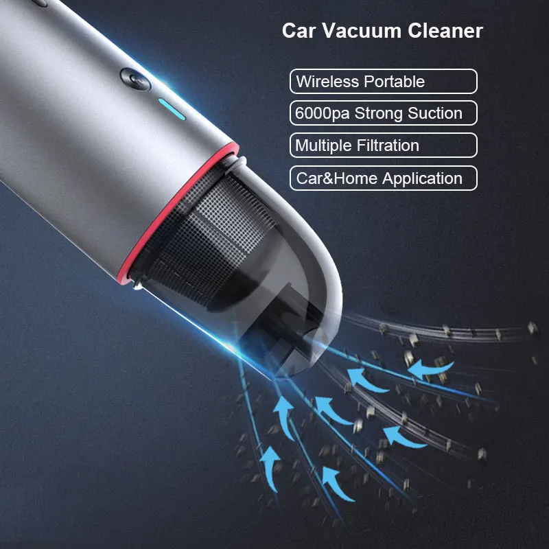 

Car Vacuum Cleaner Strong Suction 6000pa Wireless Electric Dust Collector Triple Filtration Dust Catcher Car & Home Appliance