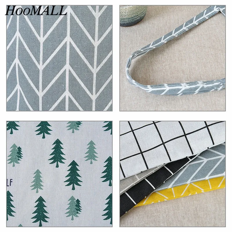 Женская сумка для покупок 5 цветов клетчатая льняная хлопчатобумажная Холщовая