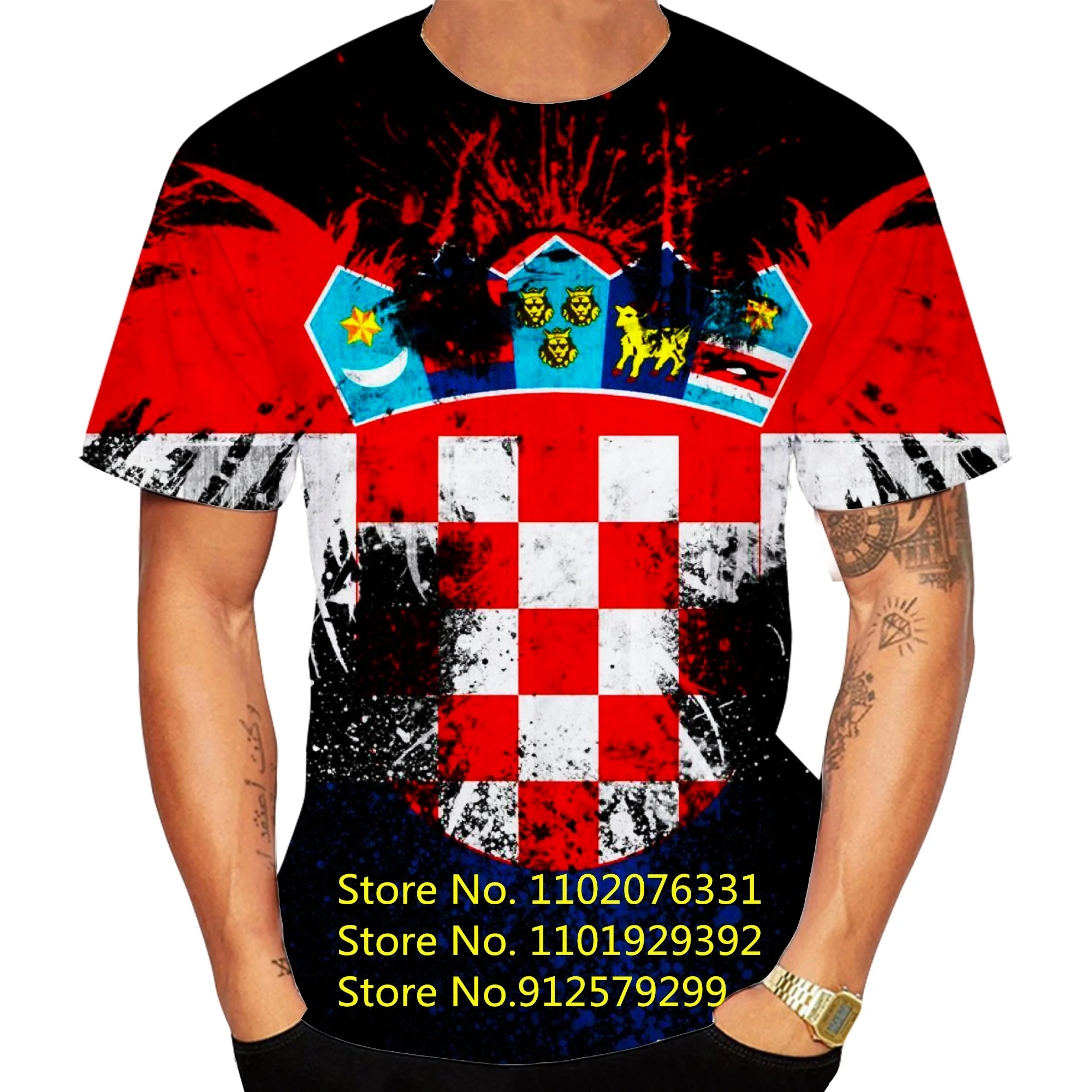 

2023 Men's Short Sleeve Croatia flag 3D Printing Men's T-shirt Harajuku Fashion Streetwear tee
