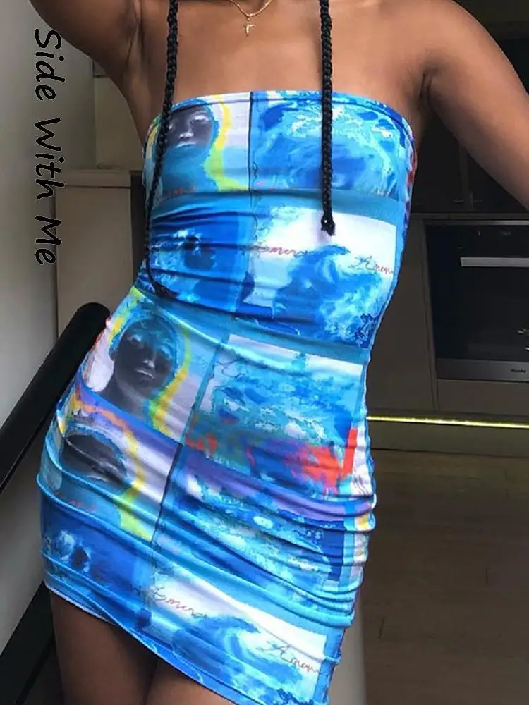 

Женское облегающее мини-платье с открытой спиной, без бретелек