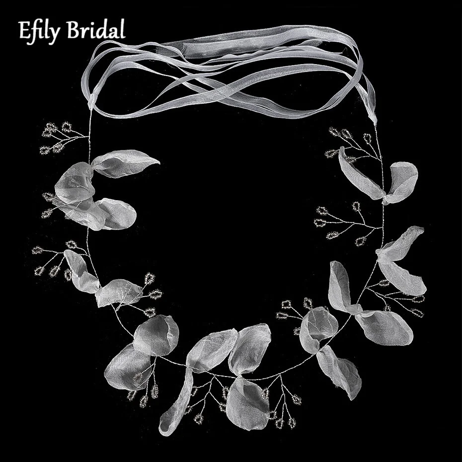 

Efily Handmade White Flower Wedding Hair Accessories Bride Crystal Headband Bridal Hairband Crown Floral Garland Bridesmaid Gift