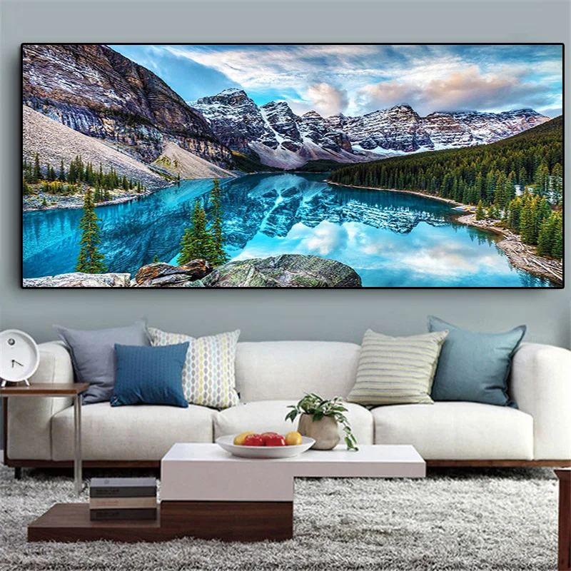 

5d Diamond Painting Blue Lakes Mountain Peak Full Diamond Embroidery Landscape Large Size Diamond Art Painting Decoration Home