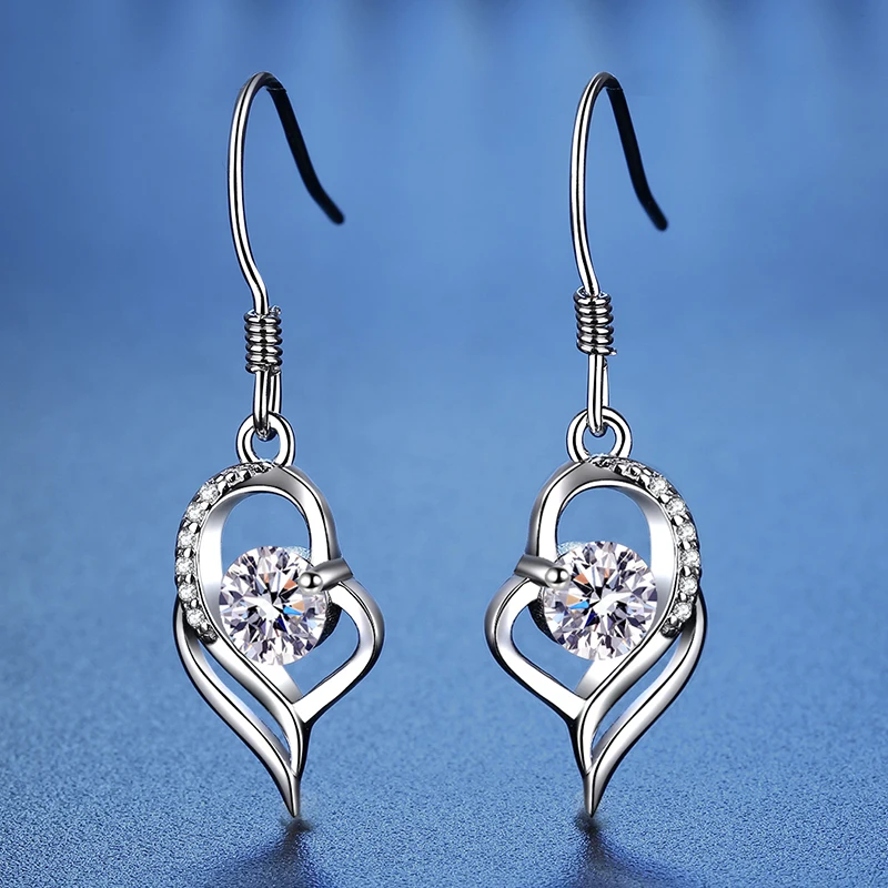 

2022 S925 Silver In My Heart Moissanite Earrings Ladies Temperament Long Fashion Manufacturer Ear Jewelry Hook Constellation