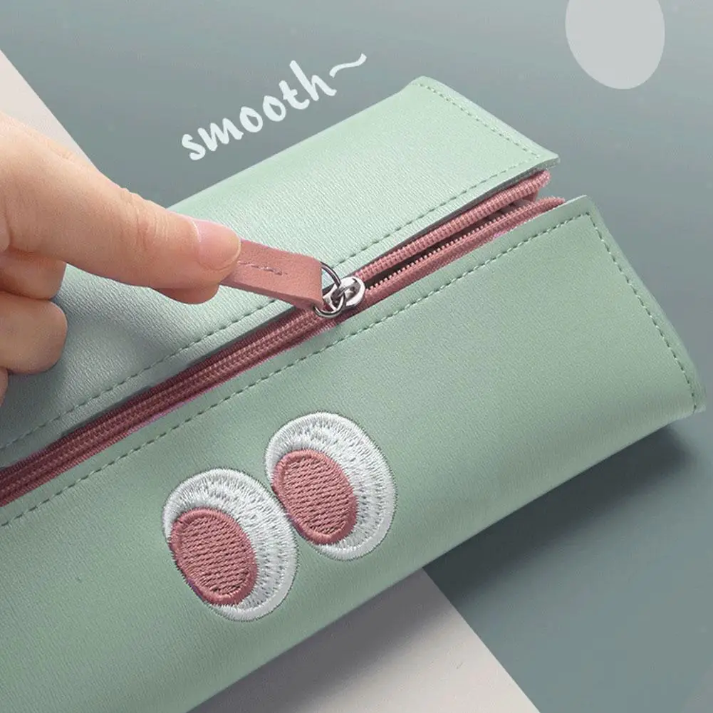 

Big Capacity Pu Pencil For School Cute Geometric Sample Pencil Pen Bag Box Stationery Pouch School Supplies Y6m0