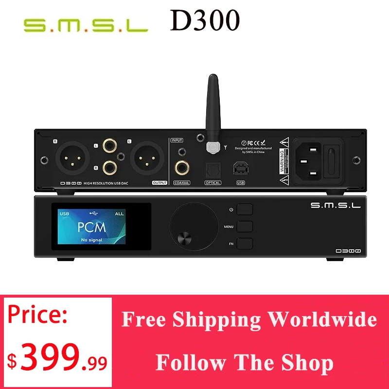 SMSL D300 Bluetooth 5,0 декодер DAC ROHM BD34301EKV чип XMOS DSD512 PCM768KHZ LDAC декодер с дистанционным управлением XLR/RCA выход