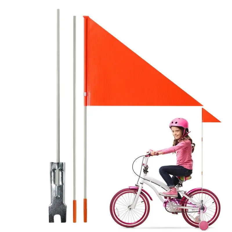 Bike Safety Flag Go Cart Water Resistant Safety Flag With Poles Children Bike Reusable Safety Flag For UTV Trailer Kayaking