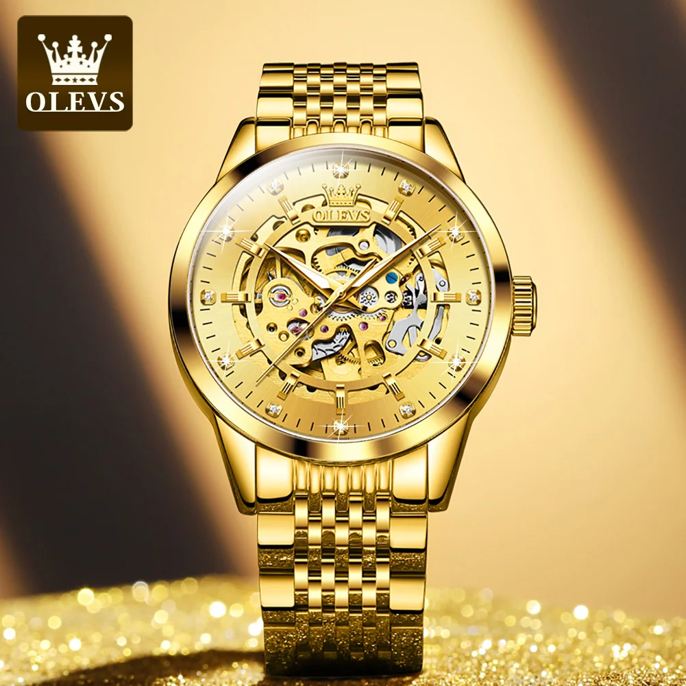 

Olevs Top Brand Luxury Business Mechanical Men Watch Electronic Waterproof 2022 Original Skeleton Fashion Lover Gift Watches