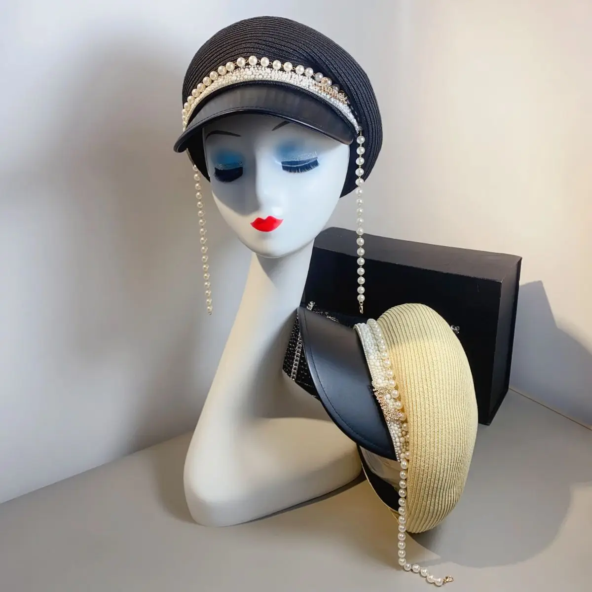 Шляпа женская из искусственного жемчуга Соломенная Шапка с подвеской в виде