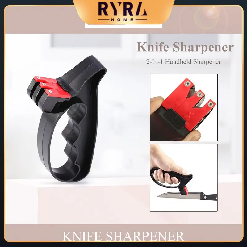 

Newest Blade Sharpening 2 In 1 Knife Sharpener Easy To Use Handheld Knife Scissor Kitchen Tools And Gadgets Grindstone