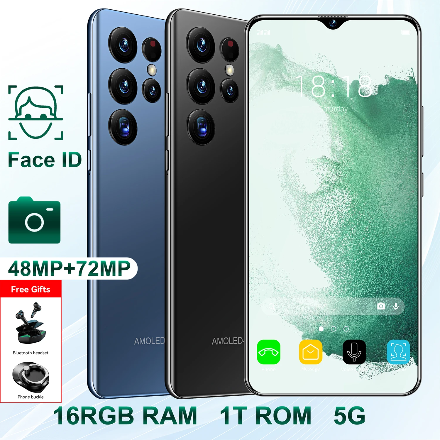 

2022 New S22+ Ultra Smartphone 7.3 Inch 16GB+1TB 6800mAh 5G Network Unlock Smart Cell Phones Global Version