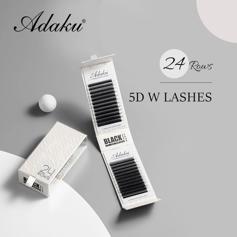 Adaku 24 Rows 5D W Shape Eyelash Extensions Volume Lashes Makeup Lash Extension Supplies Big Value Twin Pack