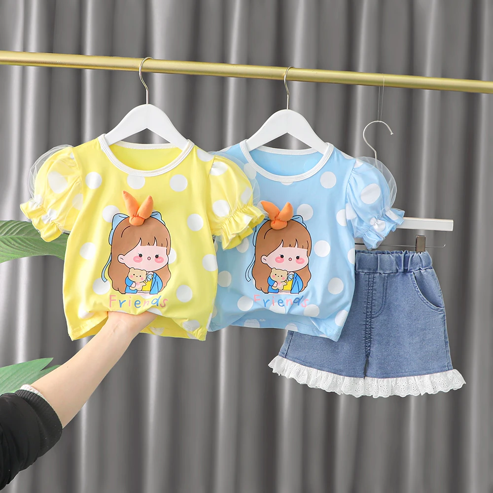 

Модный дизайнерский детский летний короткий комплект для маленьких принцесс