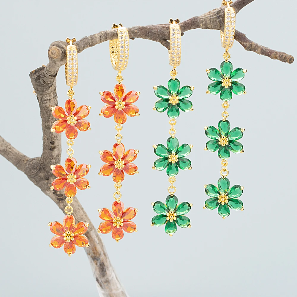 GUFEATHER MF86 ювелирные аксессуары позолота 18 карат медь цирконы форма цветка два