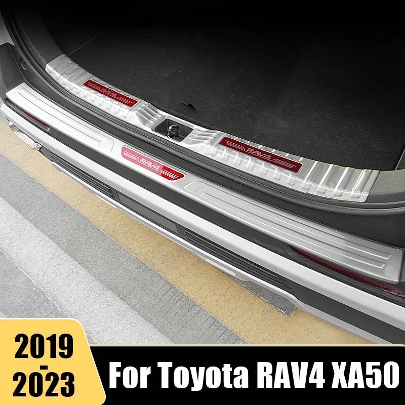 

Stainless Car Trunk Cover Tailgate Inner Guard Rear Bumper Scuff Sill Plate Pedal For Toyota RAV4 XA50 2019-2021 2022 2023 RAV 4